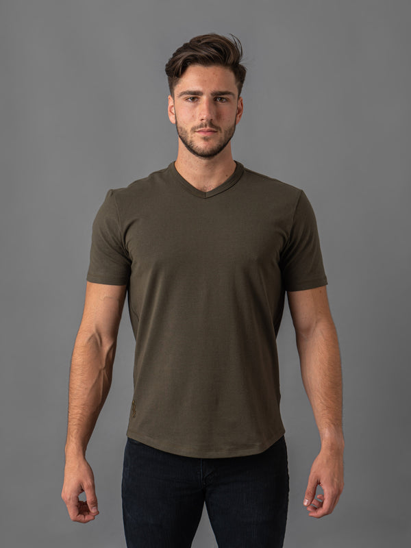 Military Green V Neck